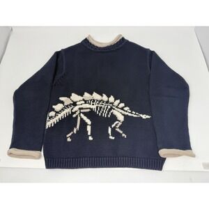 Red Zebra Boy's Navy Blue Dinosaur Large Size 6 Sweater